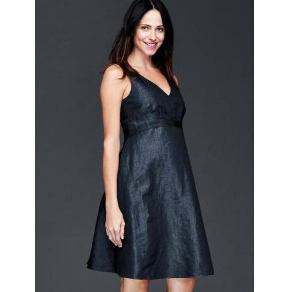 NWT Gap Maternity DOUBLE V NECK CHAMBRAY DRESS SIZE 10 #734271 A0530H